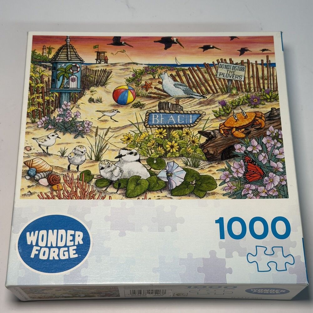 Wonder Forge Don't Disturb the Plovers 1000 Piece Jigsaw Puzzle Beach Nature